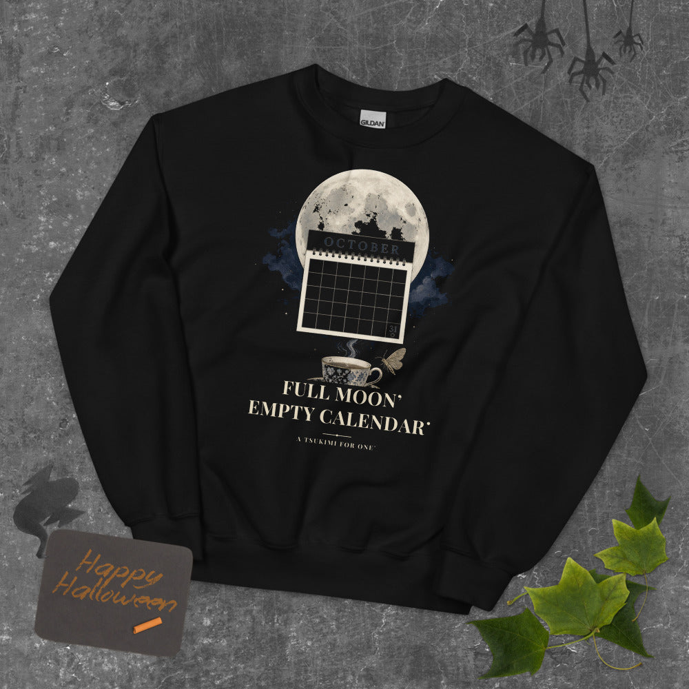 Full Moon Empty Calendar Sweatshirt mockup — Black