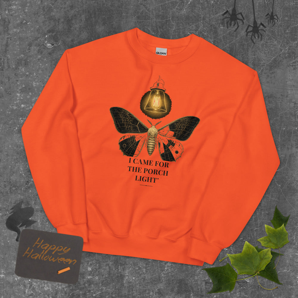 I Came for the Porch Light Sweatshirt mockup — Rust