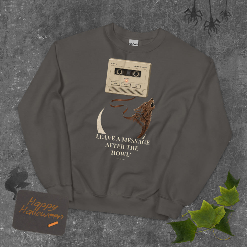 Leave a Message After the Howl Sweatshirt mockup — Charcoal
