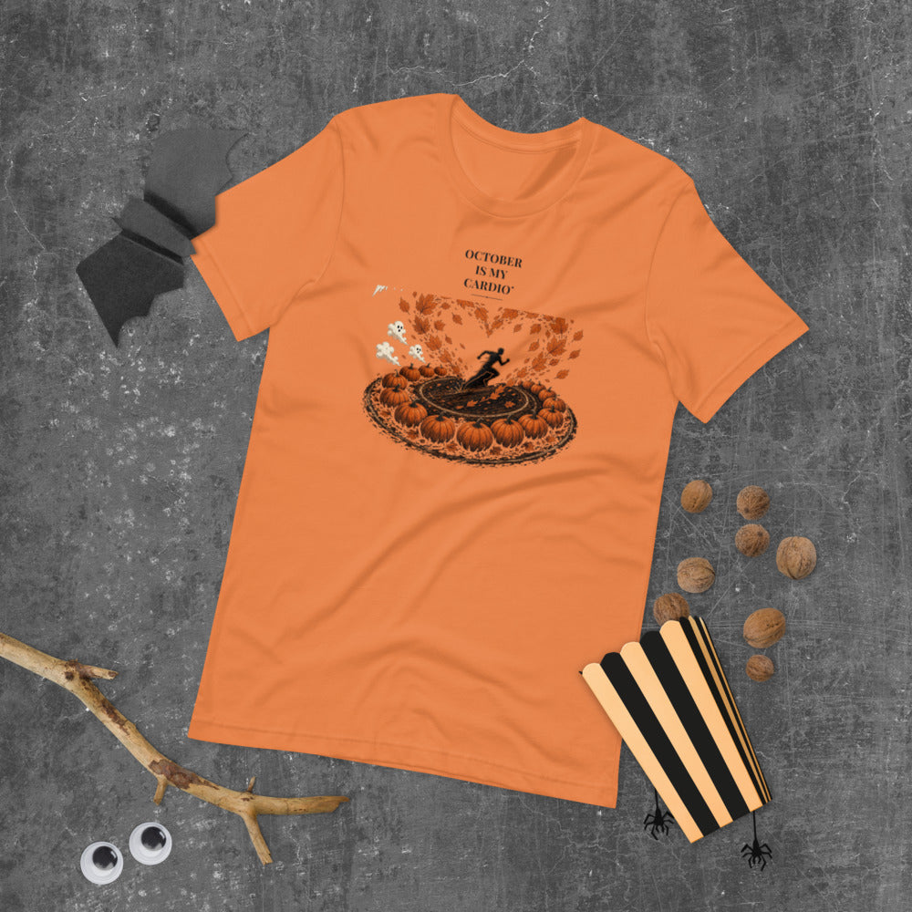 October Is My Cardio Tee mockup — Rust