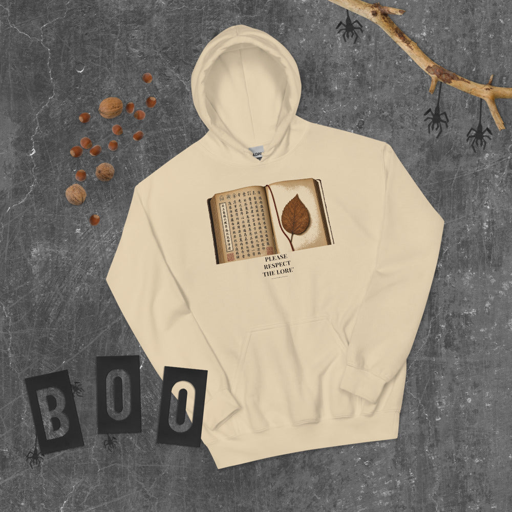 Please Respect the Lore Hoodie mockup — Cream