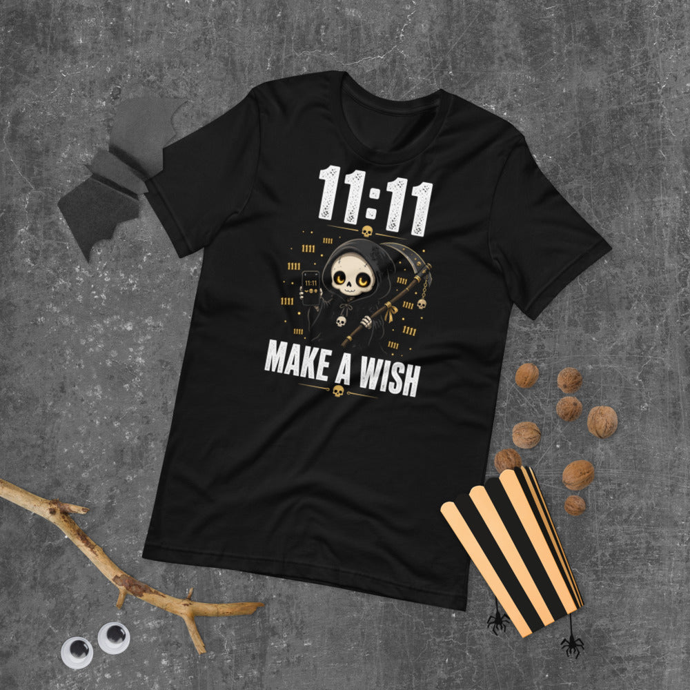 11:11 Make a Wish Tee mockup — Black
