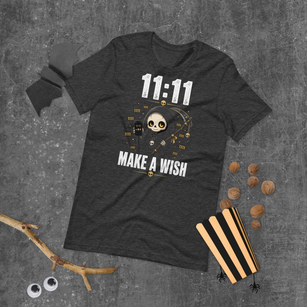 11:11 Make a Wish Tee mockup — Charcoal