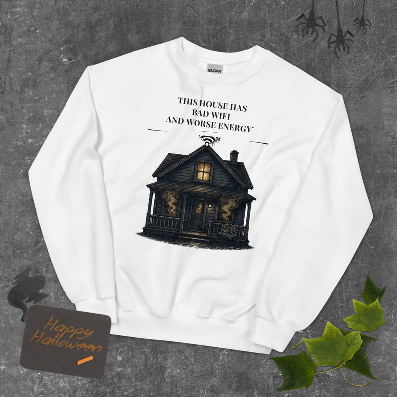 Bad Wifi Worse Energy Sweatshirt mockup — White