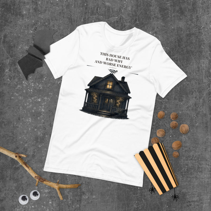 Bad Wifi Worse Energy Tee mockup — White