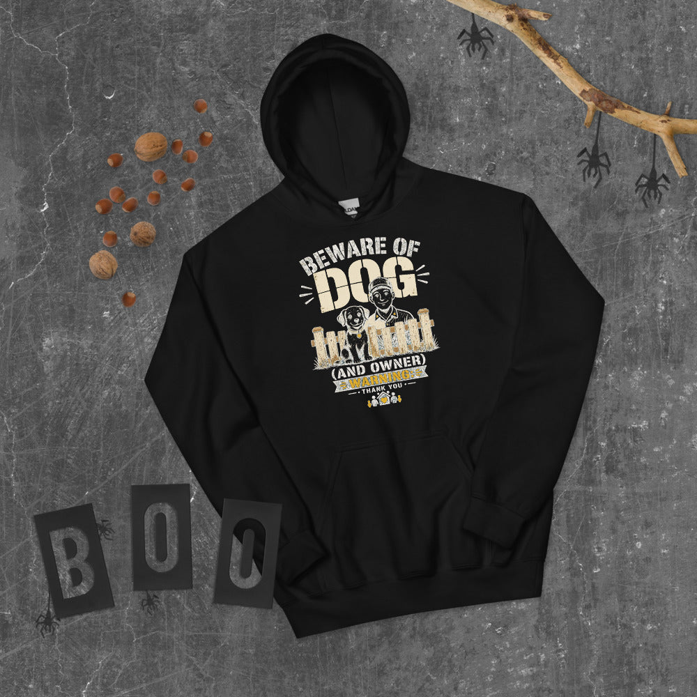 Beware of Dog Hoodie mockup — Black