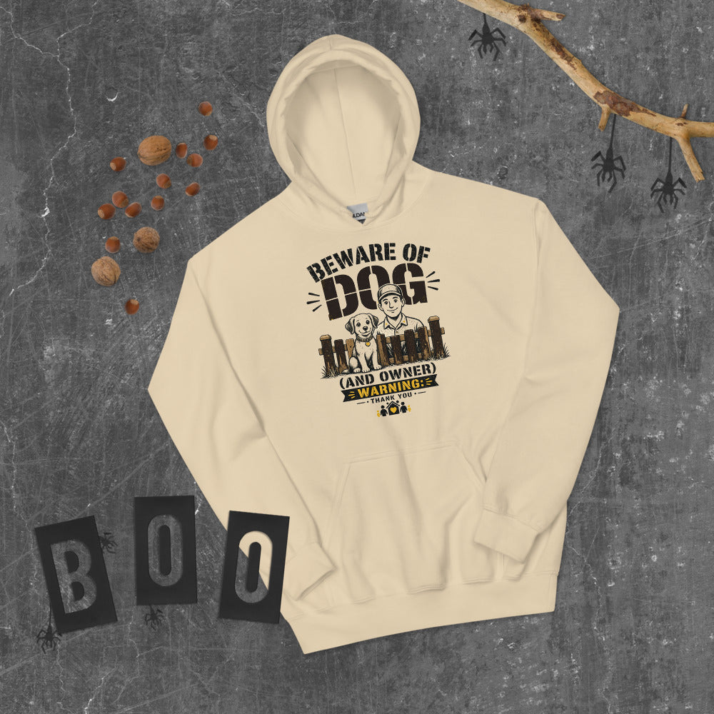 Beware of Dog Hoodie mockup — Cream
