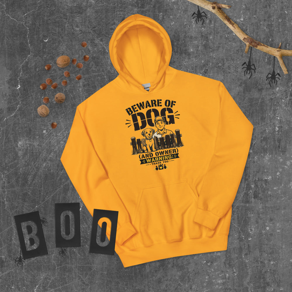 Beware of Dog Hoodie mockup — Mustard