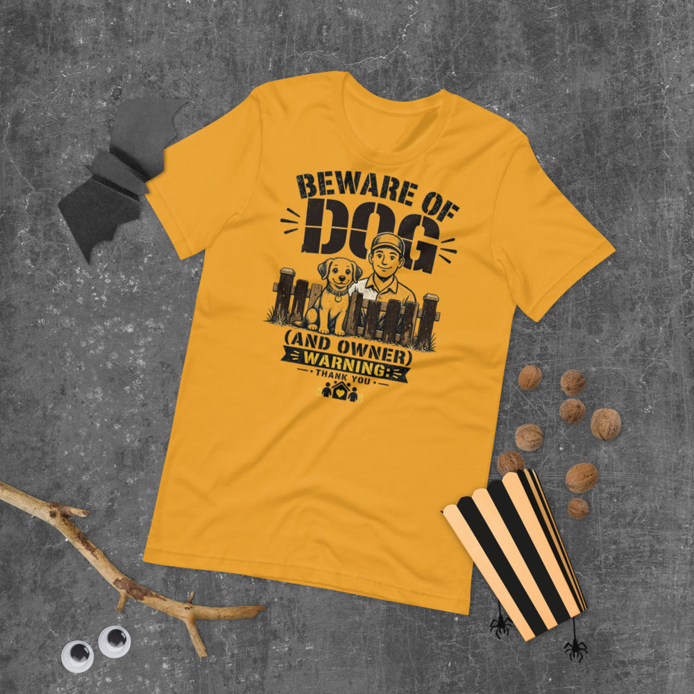 Beware of Dog Tee mockup — Mustard