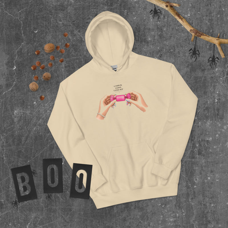 Candy Is a Love Language Hoodie mockup — Soft Cream