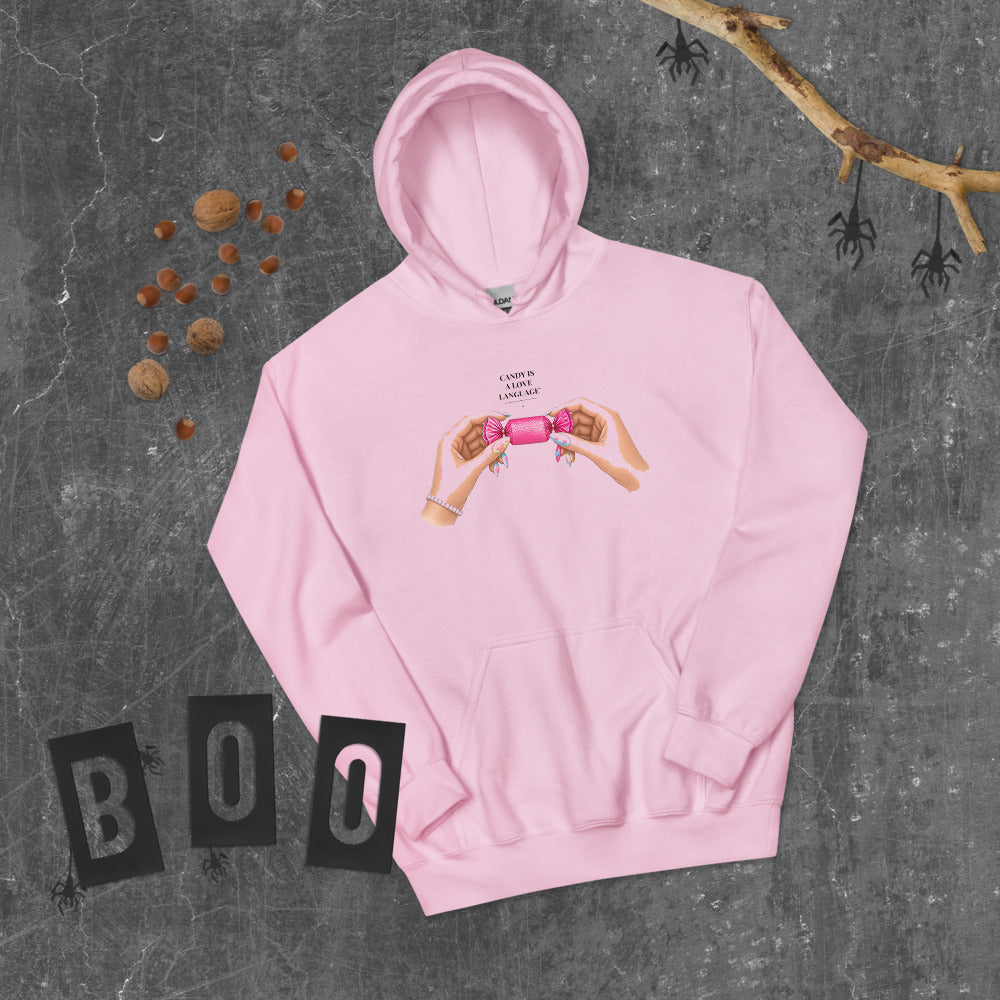 Candy Is a Love Language Hoodie mockup — Soft Pink