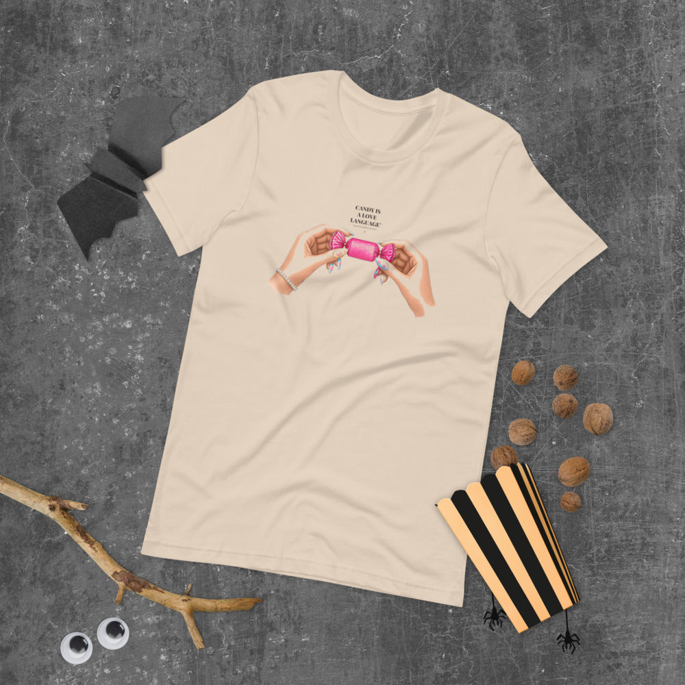 Candy Is a Love Language Tee mockup — Soft Cream