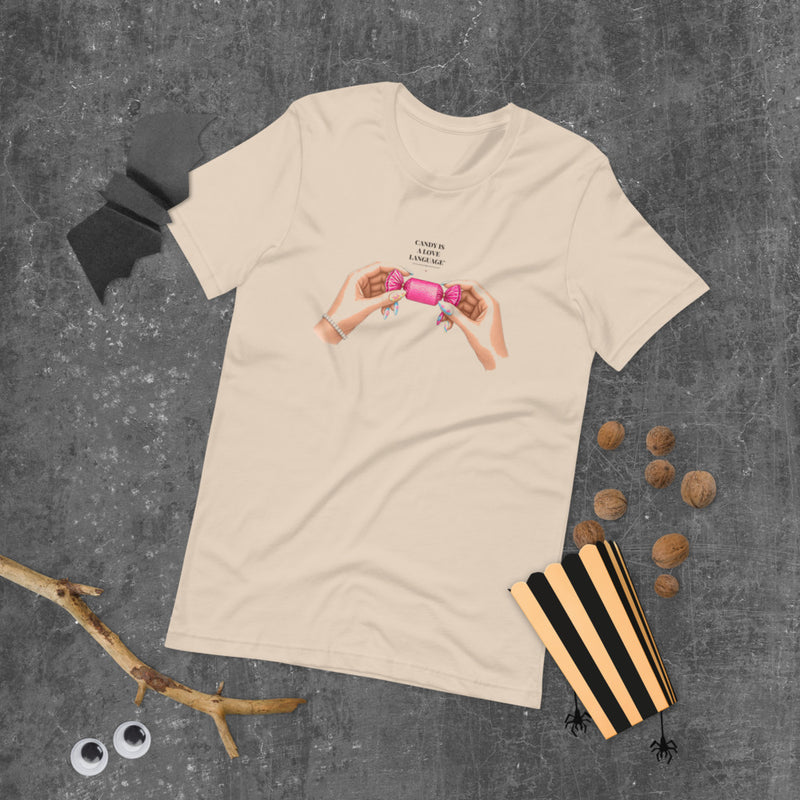 Candy Is a Love Language Tee mockup — Soft Cream
