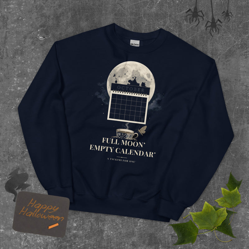 Full Moon Empty Calendar Sweatshirt mockup — Navy