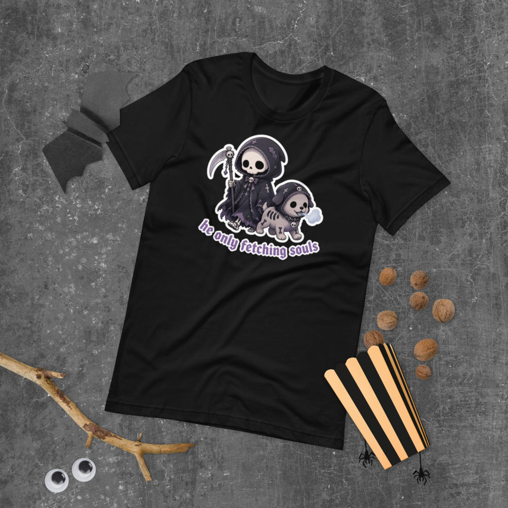 He Only Fetching Souls Tee mockup — Black