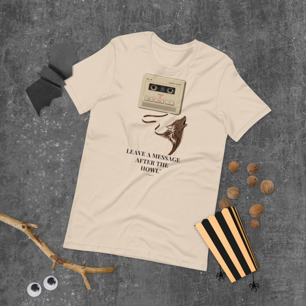 Leave a Message After the Howl Tee mockup — Soft Cream