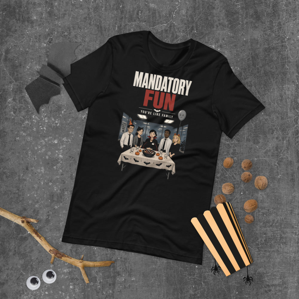 Mandatory Fun Tee mockup — Black