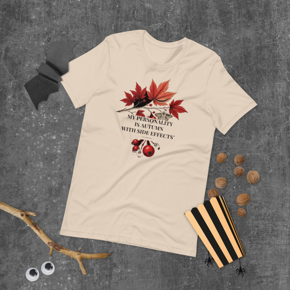 Autumn Side Effects Tee mockup — Cream