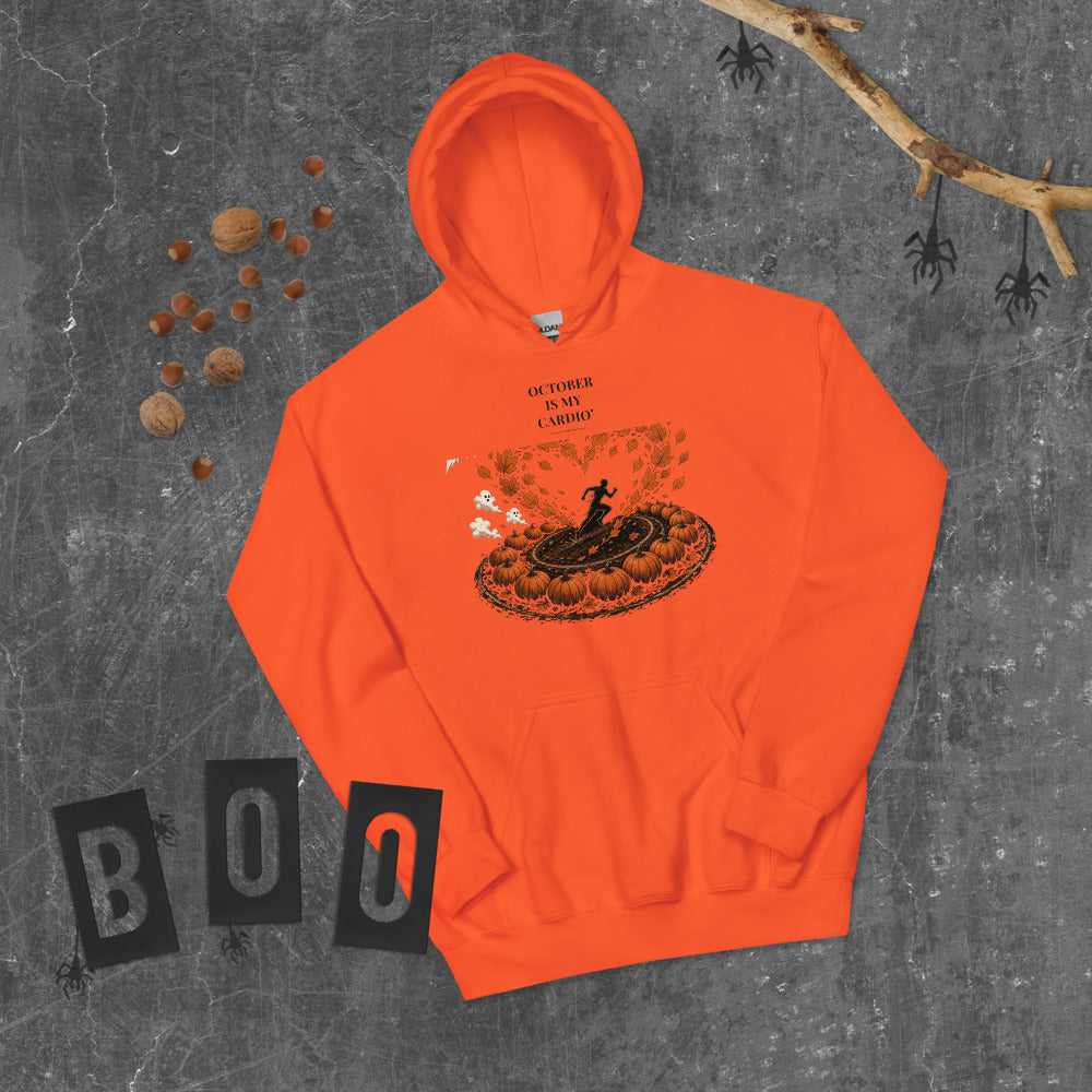 October Is My Cardio Hoodie mockup — Rust