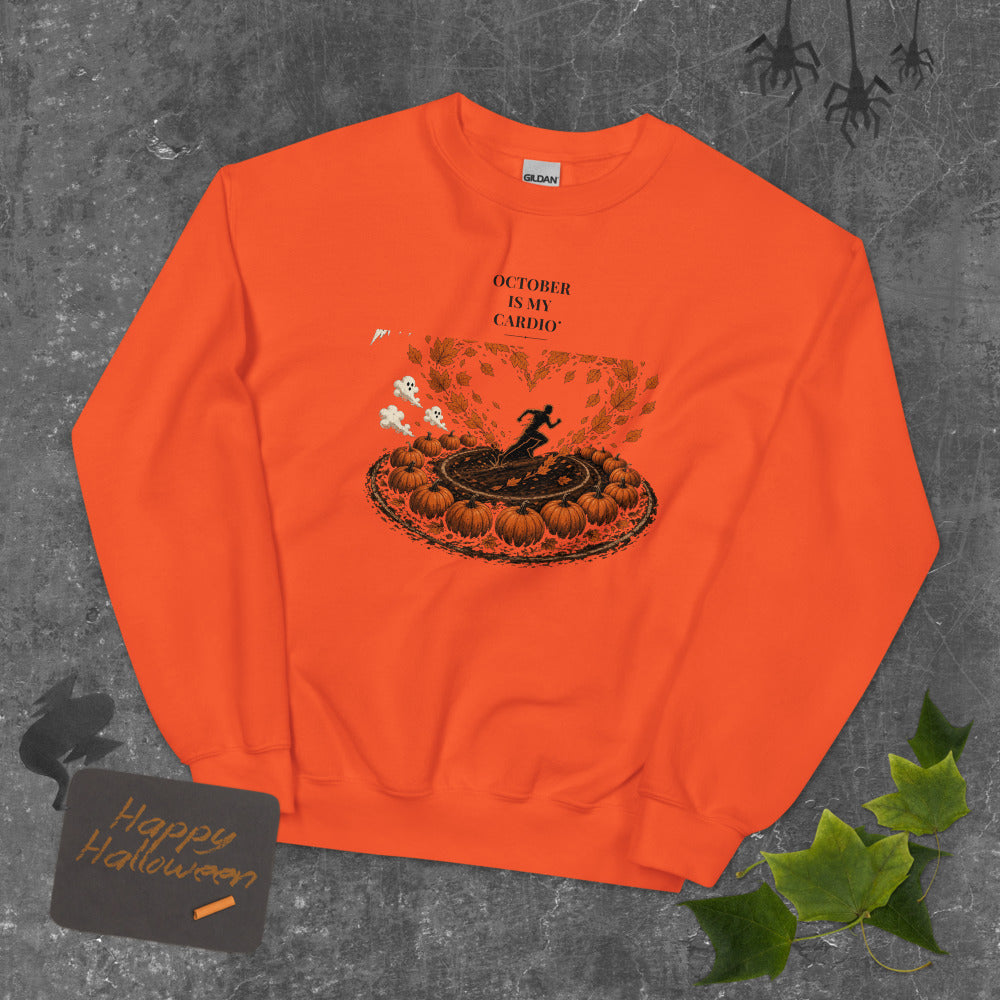 October Is My Cardio Sweatshirt mockup — Rust