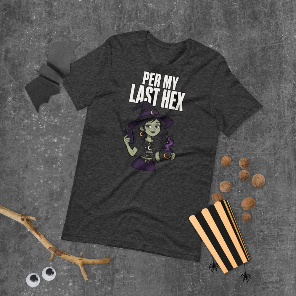 Per My Last Hex Tee mockup — Charcoal