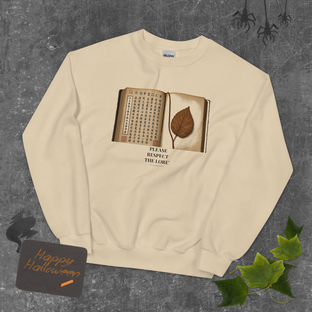 Please Respect the Lore Sweatshirt mockup — Cream