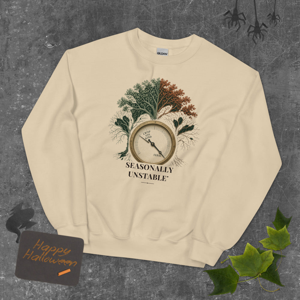 Seasonally Unstable Sweatshirt mockup — Soft Cream